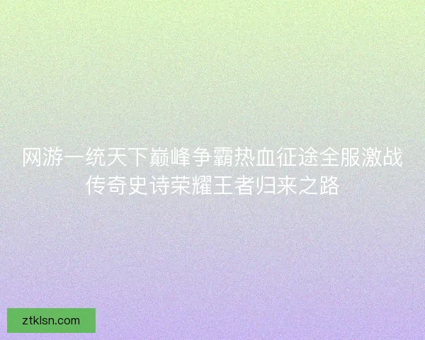 网游一统天下巅峰争霸热血征途全服激战传奇史诗荣耀王者归来之路